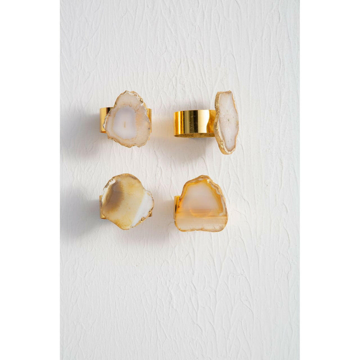 Bowerbird Agata Natural / Gold Napkin Rings.