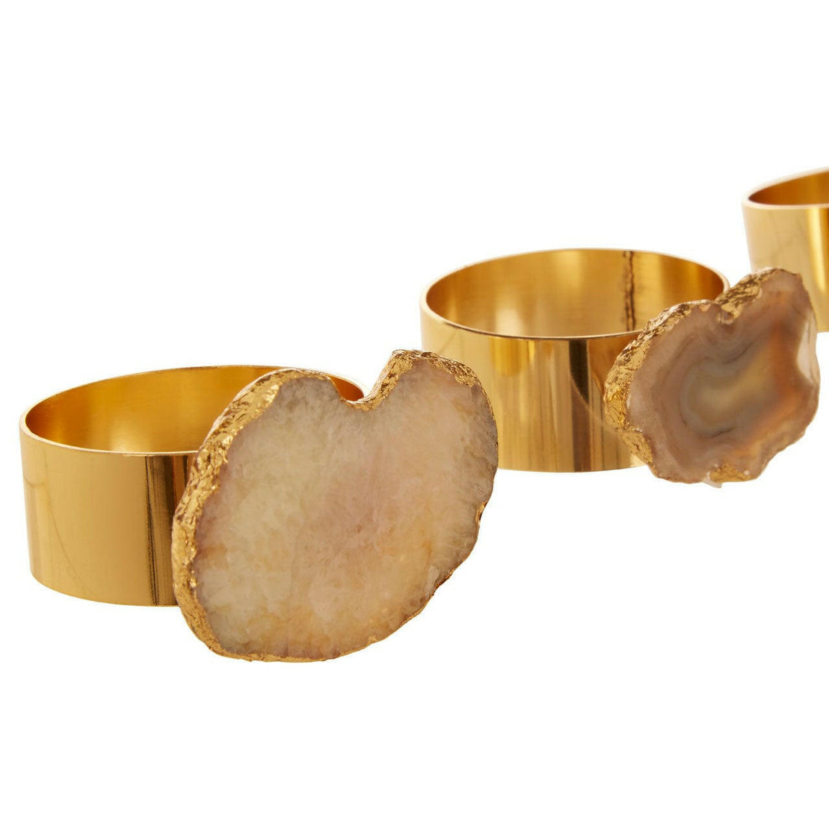 Bowerbird Agata Natural / Gold Napkin Rings.