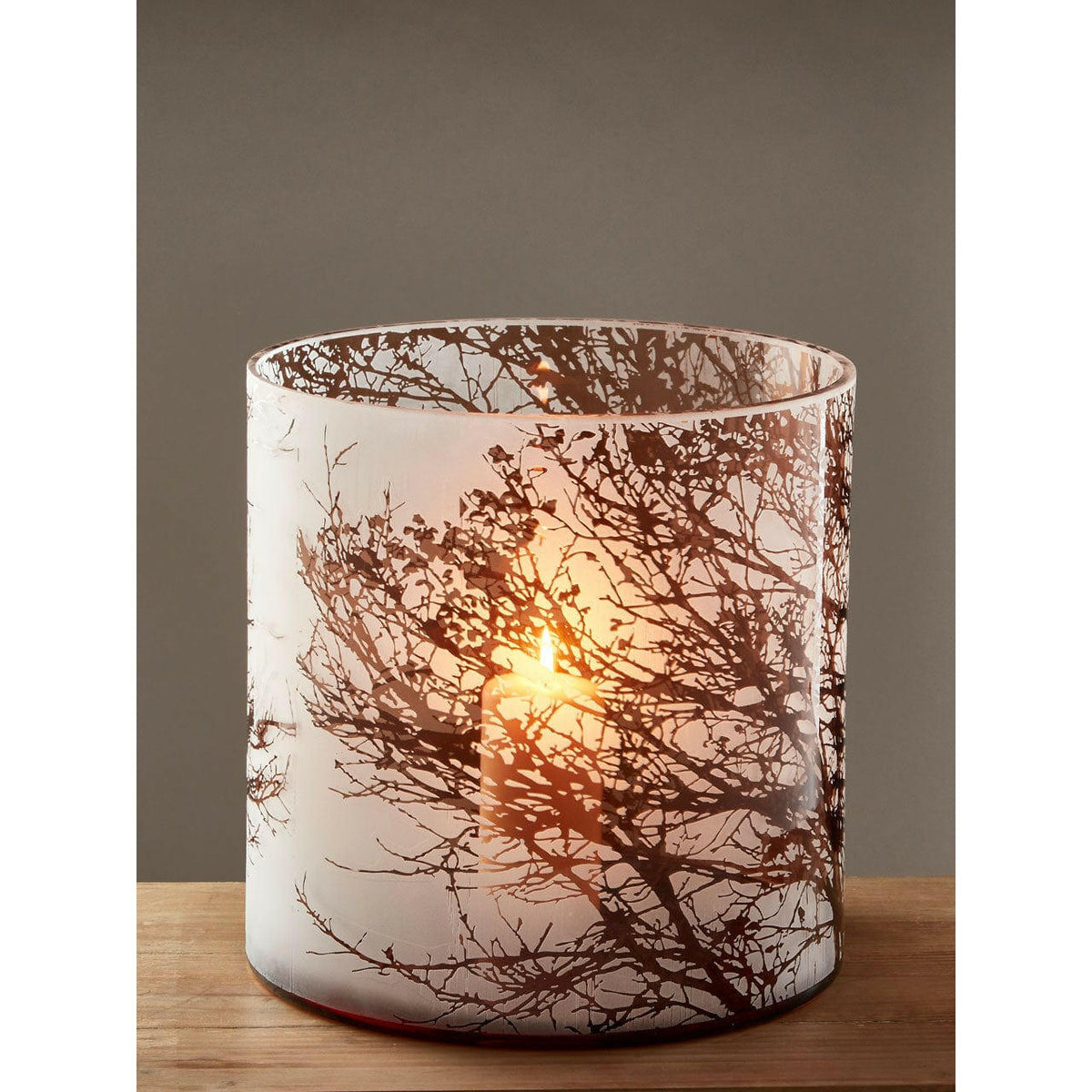 Branch Large Glass Hurricane Candle Holder.
