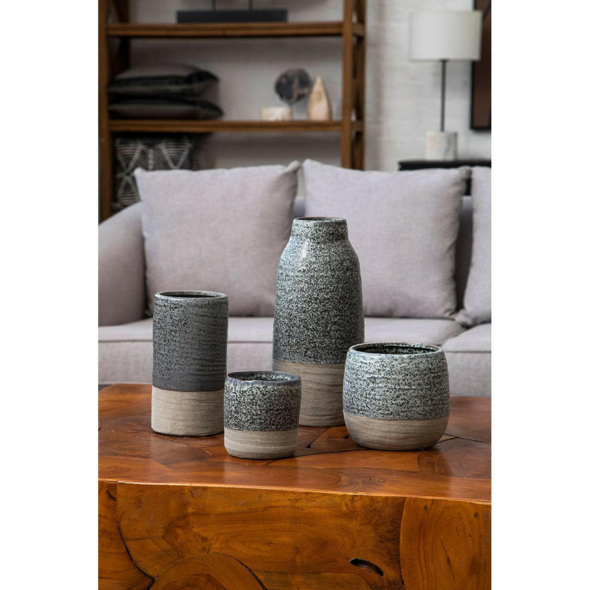 Caldera Grey Bottled Vase.