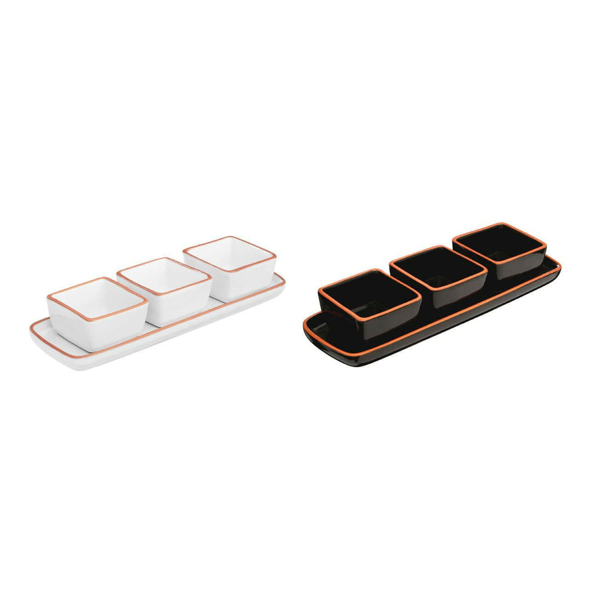 Calisto Black Glazed Dishes On Tray.