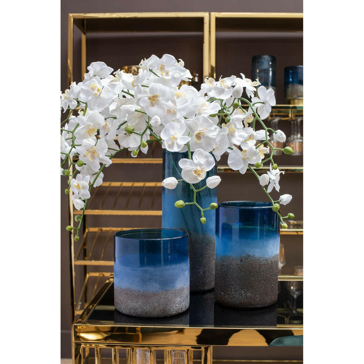 Chiara Medium Blue Sand Effect Vase.