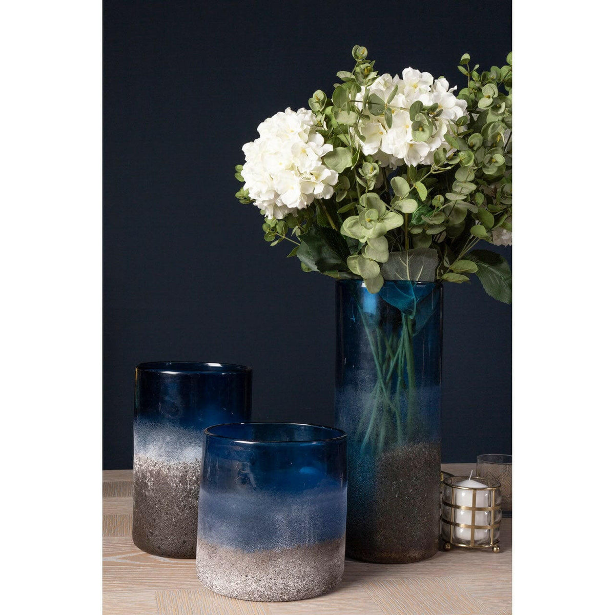 Chiara Medium Blue Sand Effect Vase.