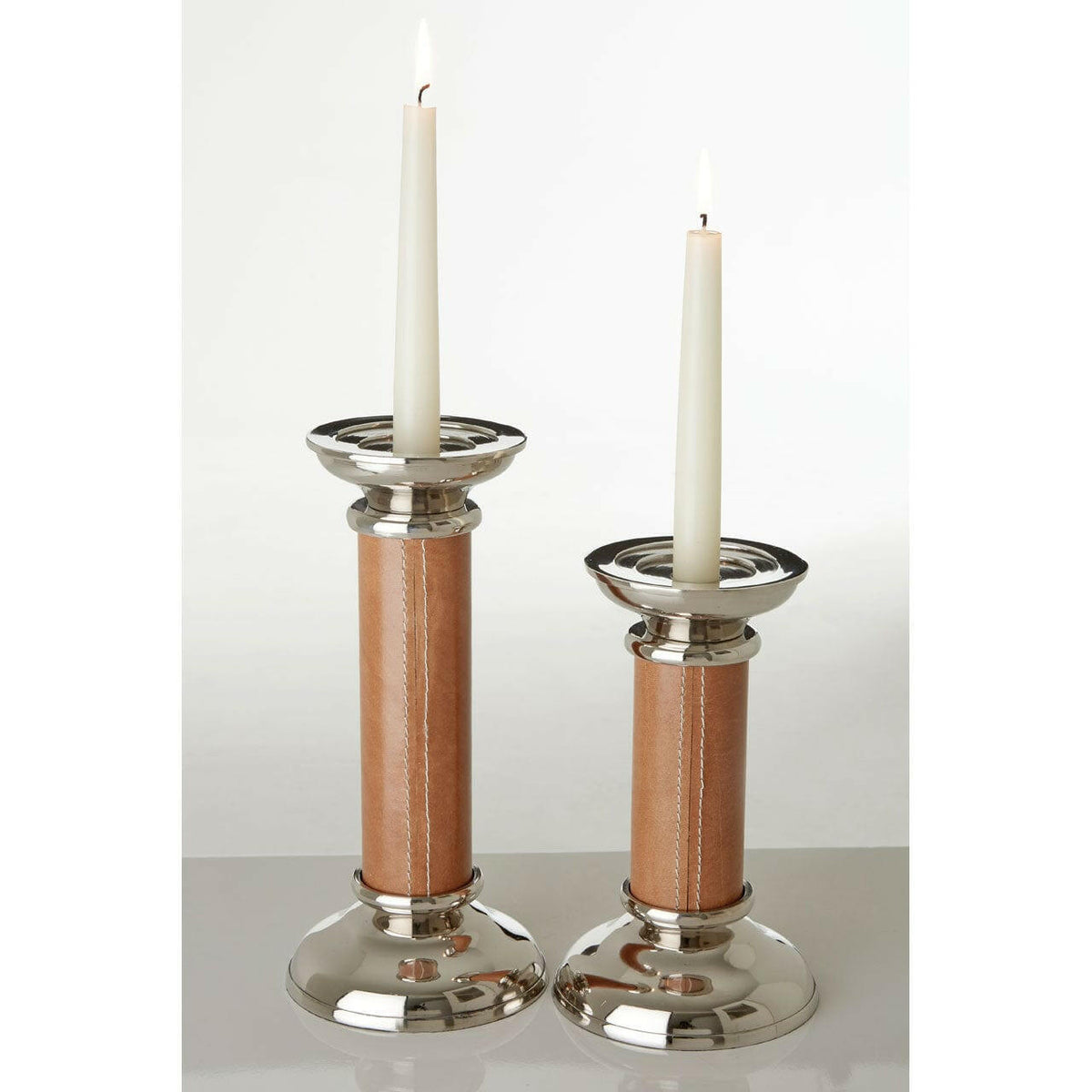 Churchill Genuine Tan Leather Candle Holder.