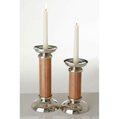 Hamilton Interiors Accessories Churchill Genuine Tan Leather Candle Holder House of Isabella UK