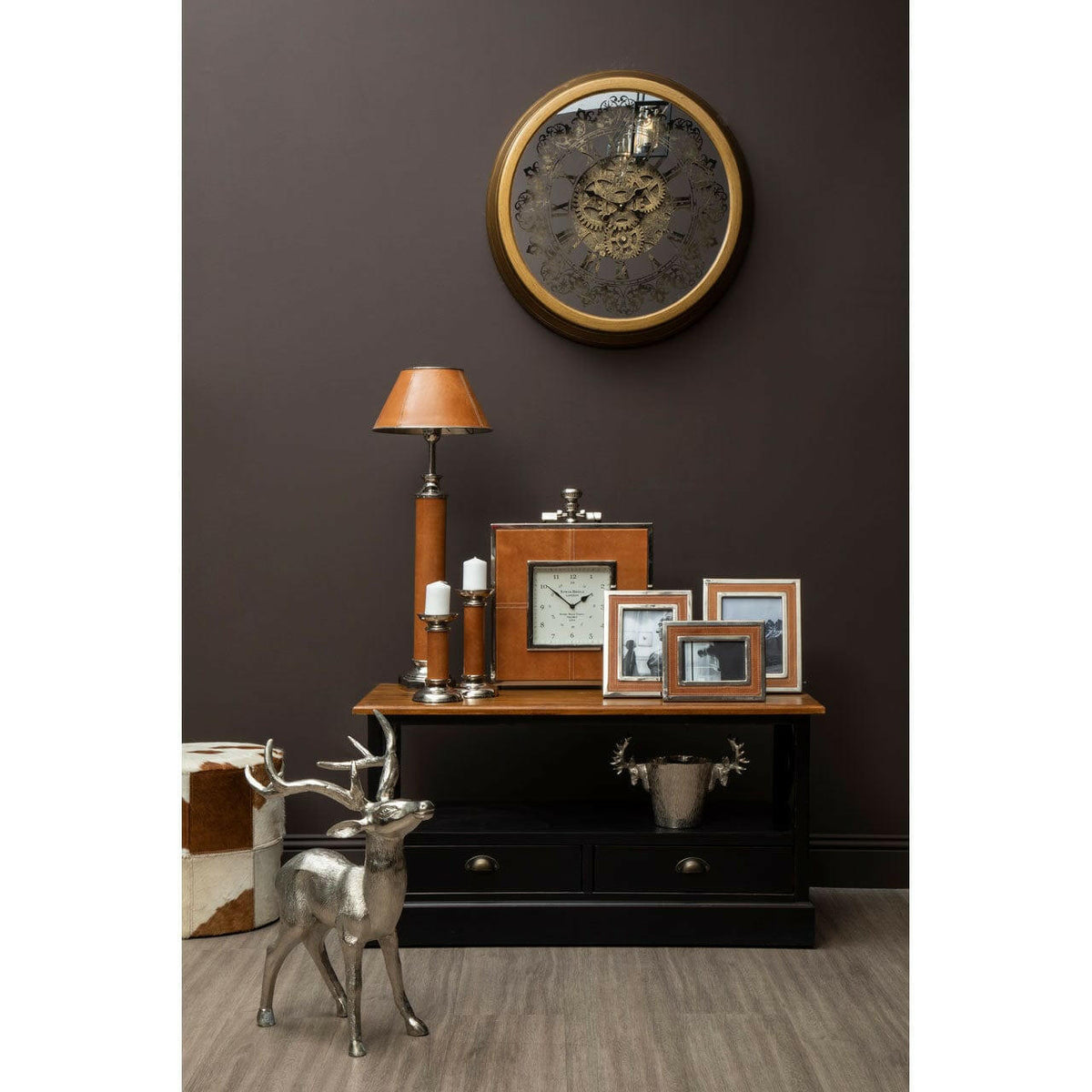 Churchill Genuine Tan Leather Candle Holder.