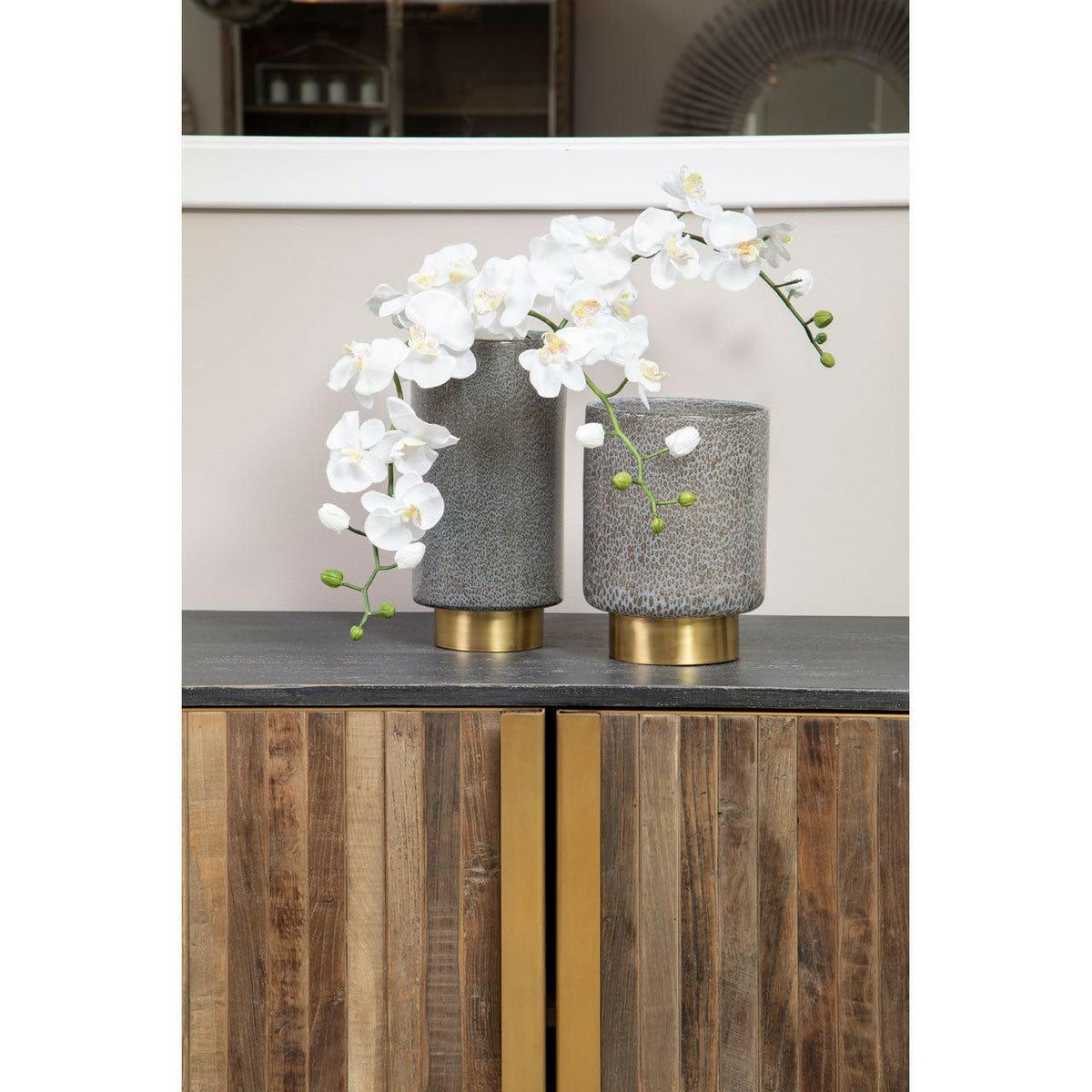 Cleo Small Grey And Gold Vase.