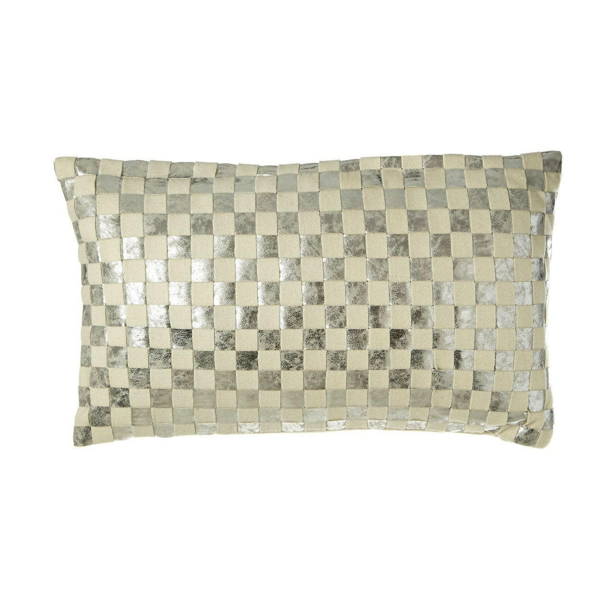 Fifty Five South Ivory/Silver Check Cushion.