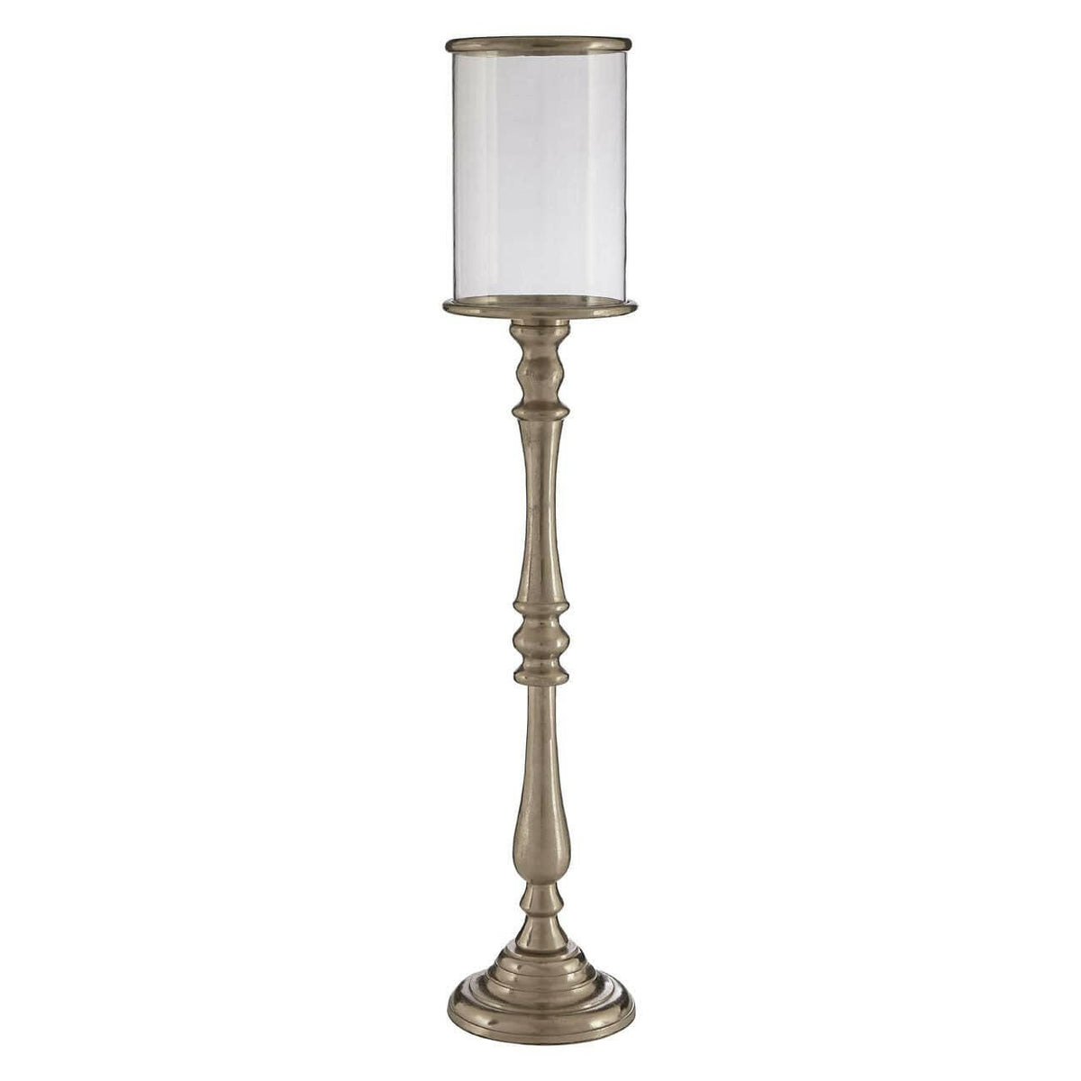 Fifty Five South Large Nickel Candle Holder.