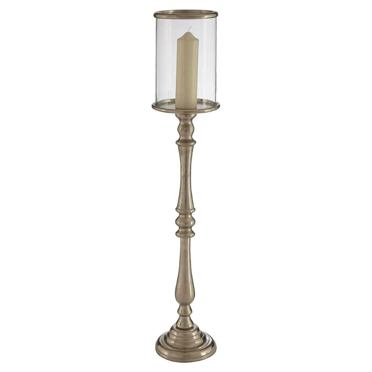 Fifty Five South Large Nickel Candle Holder.