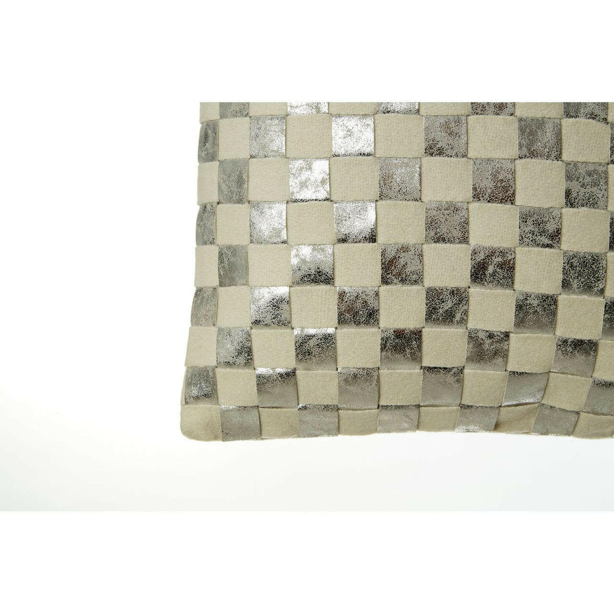 Fifty Five South Silver Check Square Cushion.