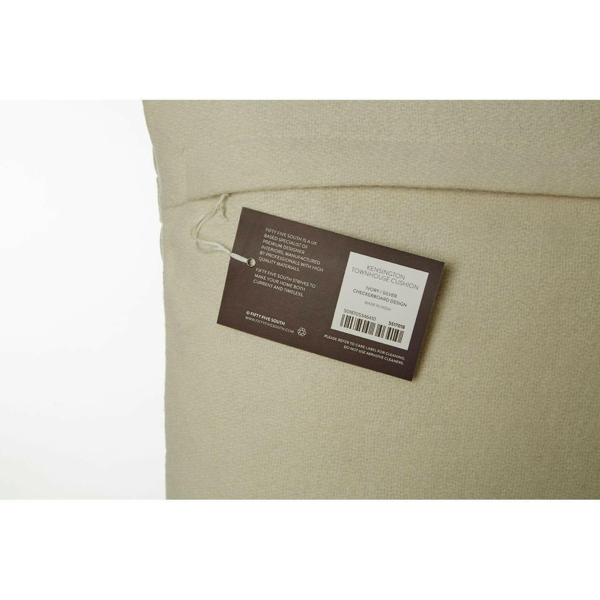 Fifty Five South Silver Check Square Cushion.