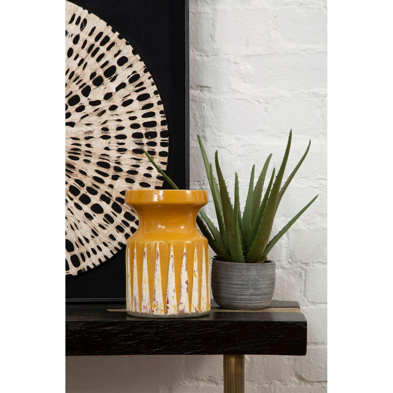 Hamilton Interiors Accessories Fiori Large Aloe Vera With Cement Pot House of Isabella UK