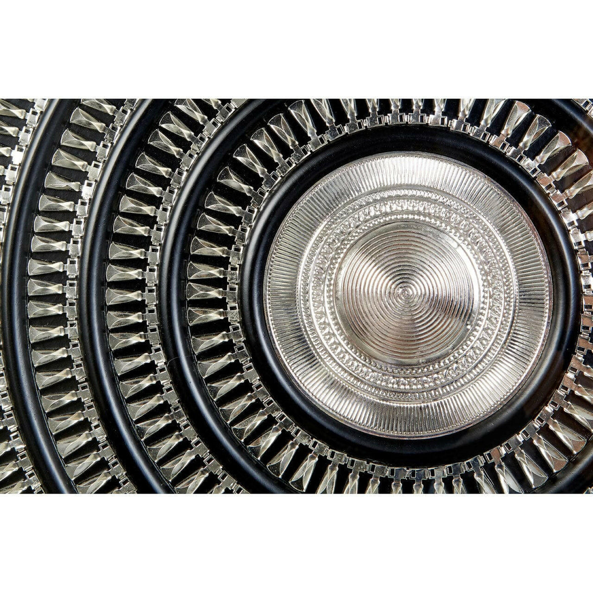 Framed Silver Disc Wall Art.