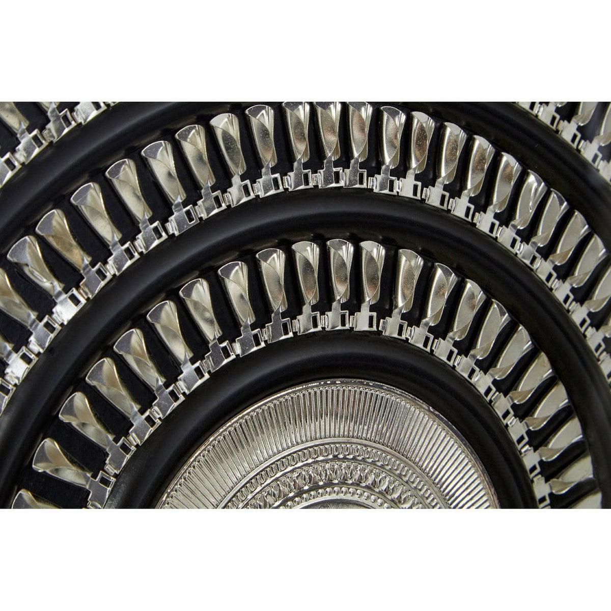 Framed Silver Disc Wall Art.