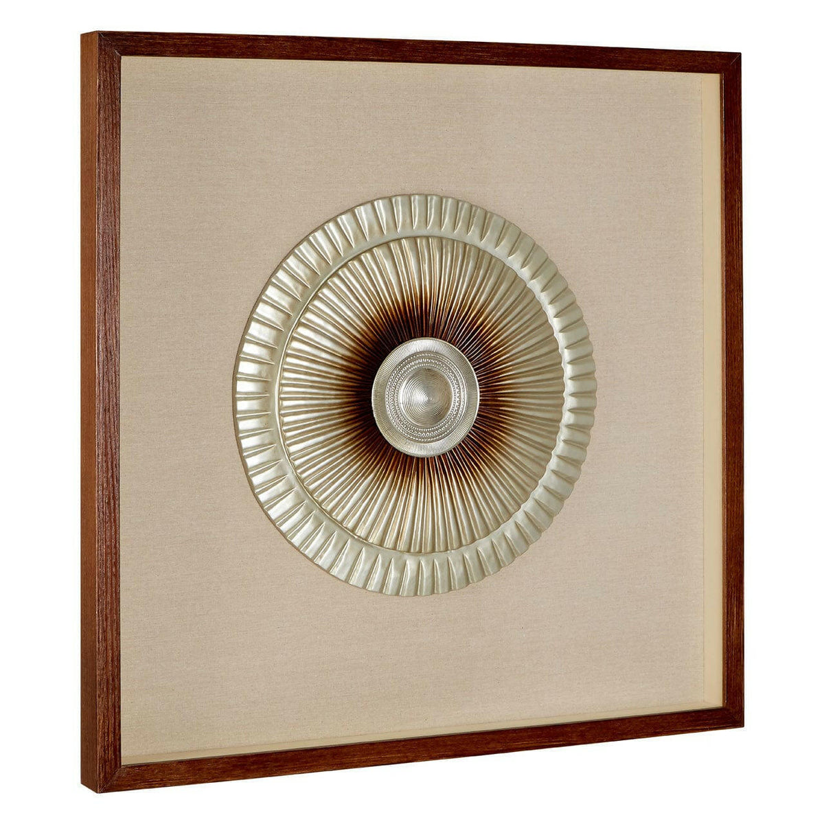 Framed Silver Round Carving Wall Art.