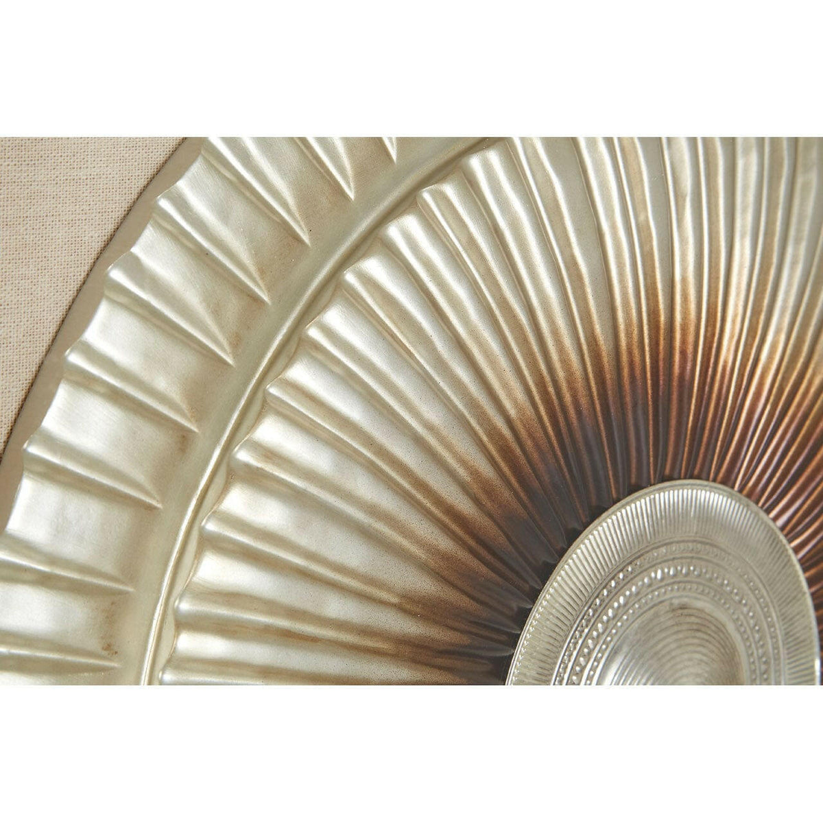 Framed Silver Round Carving Wall Art.