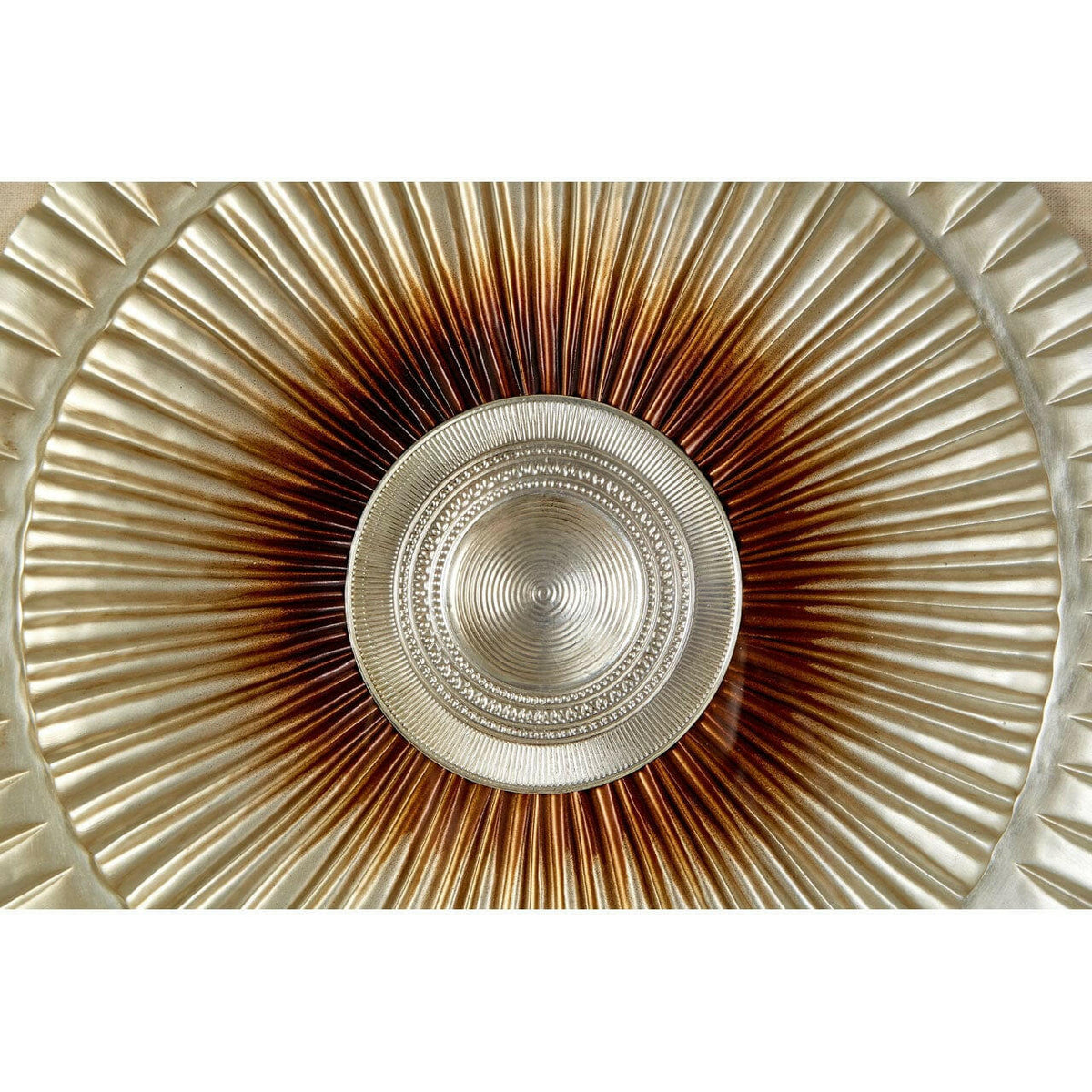 Framed Silver Round Carving Wall Art.