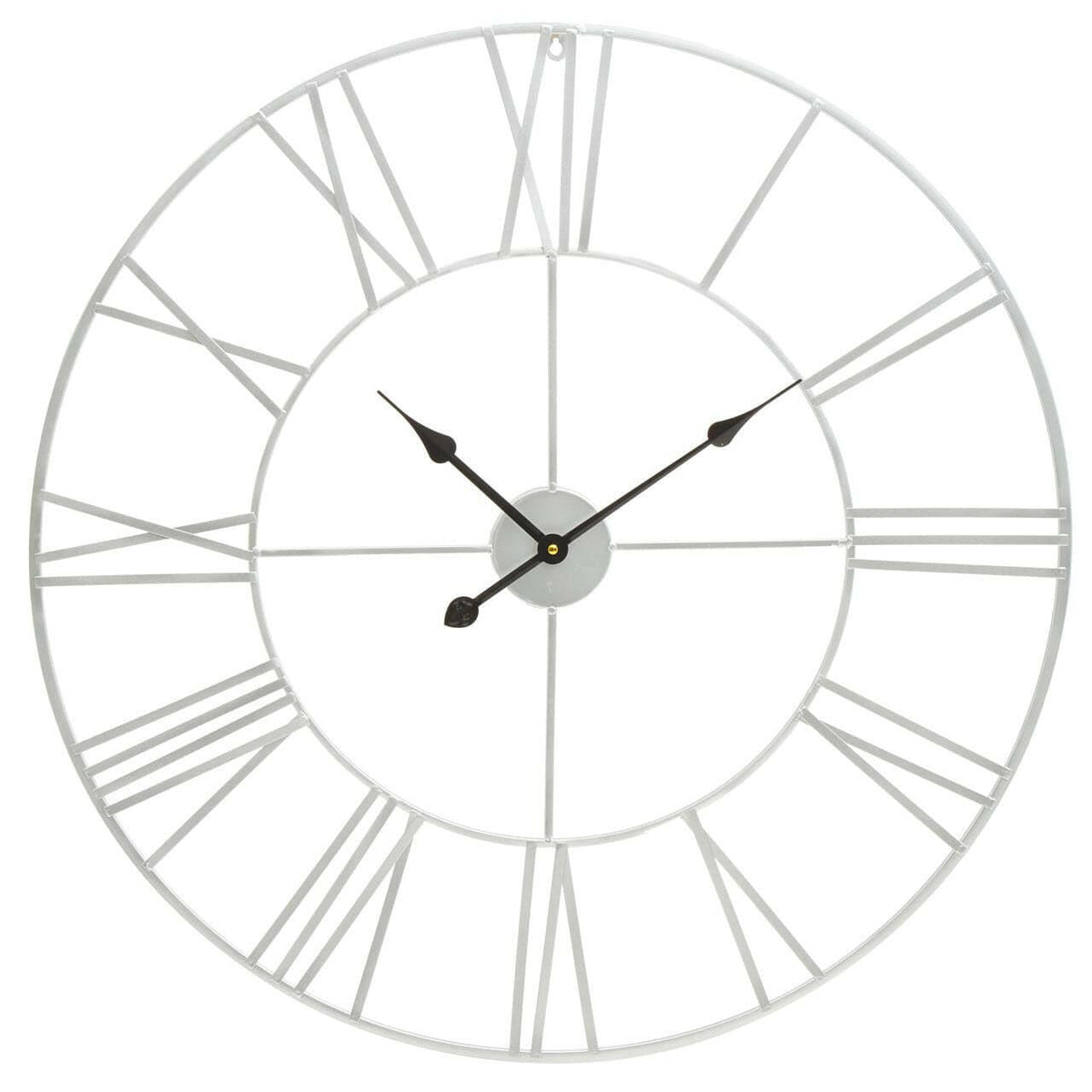 Genova Large Silver Metal Roman Numeral Wall Clock.