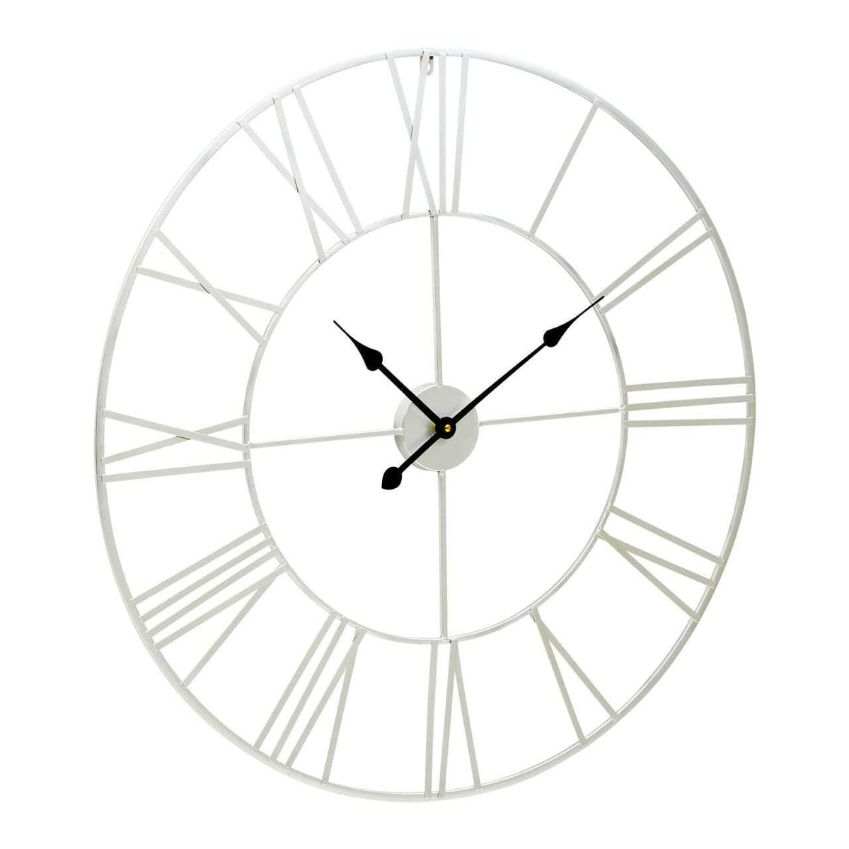 Genova Large Silver Metal Roman Numeral Wall Clock.