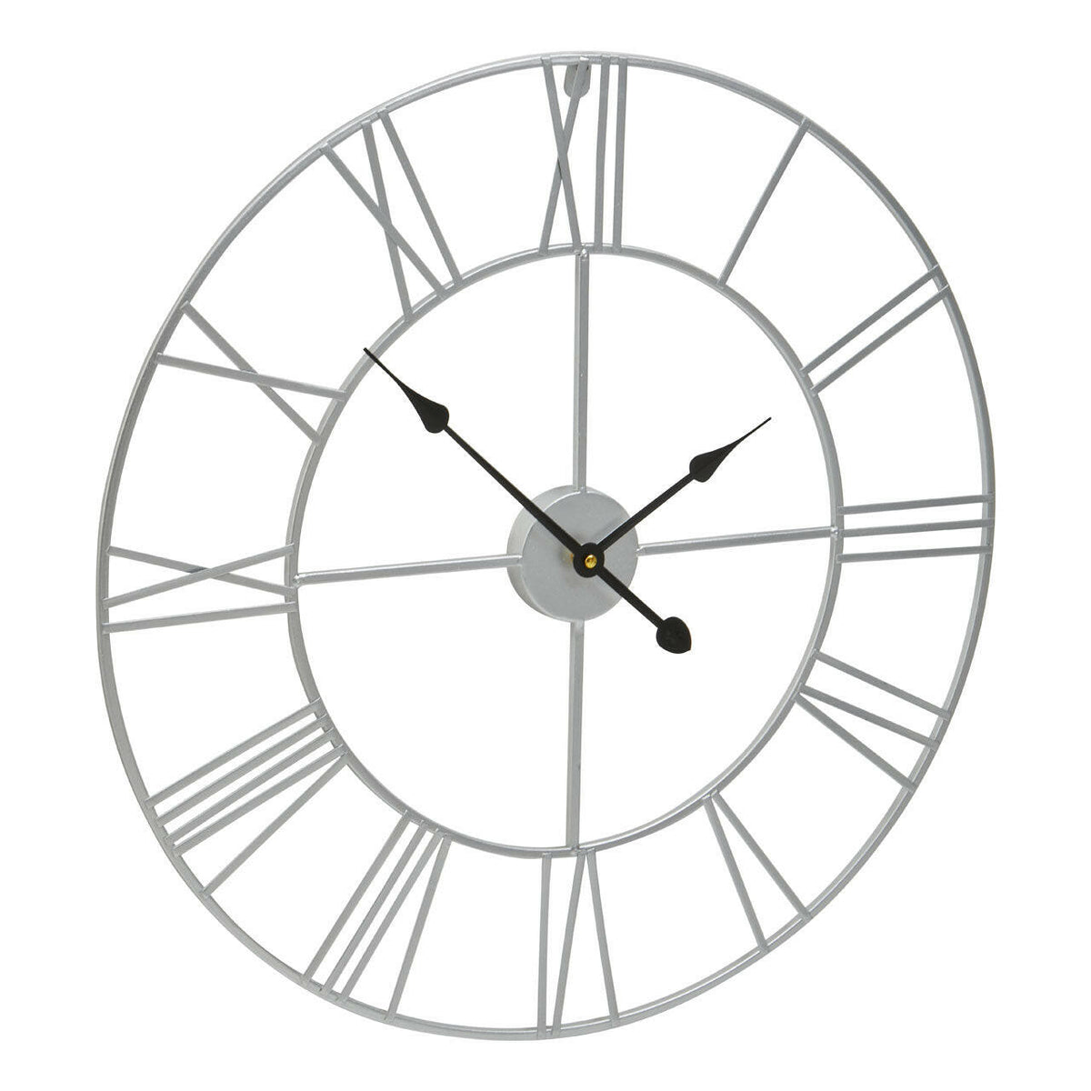 Genova Small Silver Metal Roman Numeral Wall Clock.