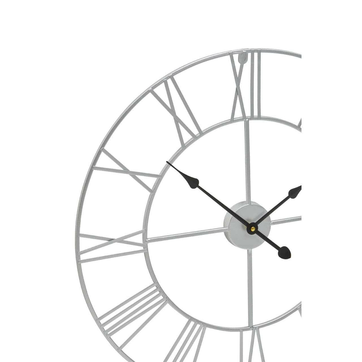 Genova Small Silver Metal Roman Numeral Wall Clock.