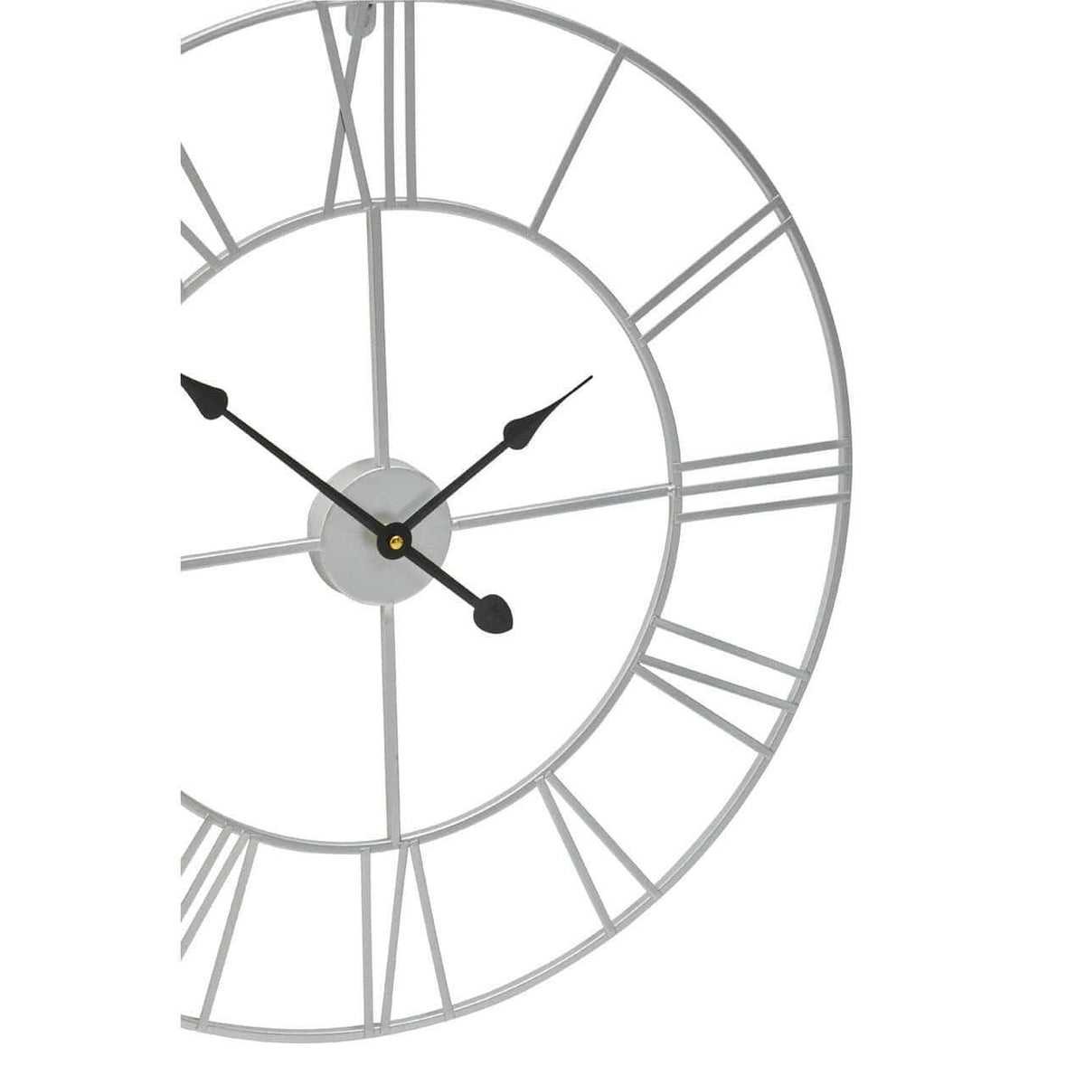 Genova Small Silver Metal Roman Numeral Wall Clock.