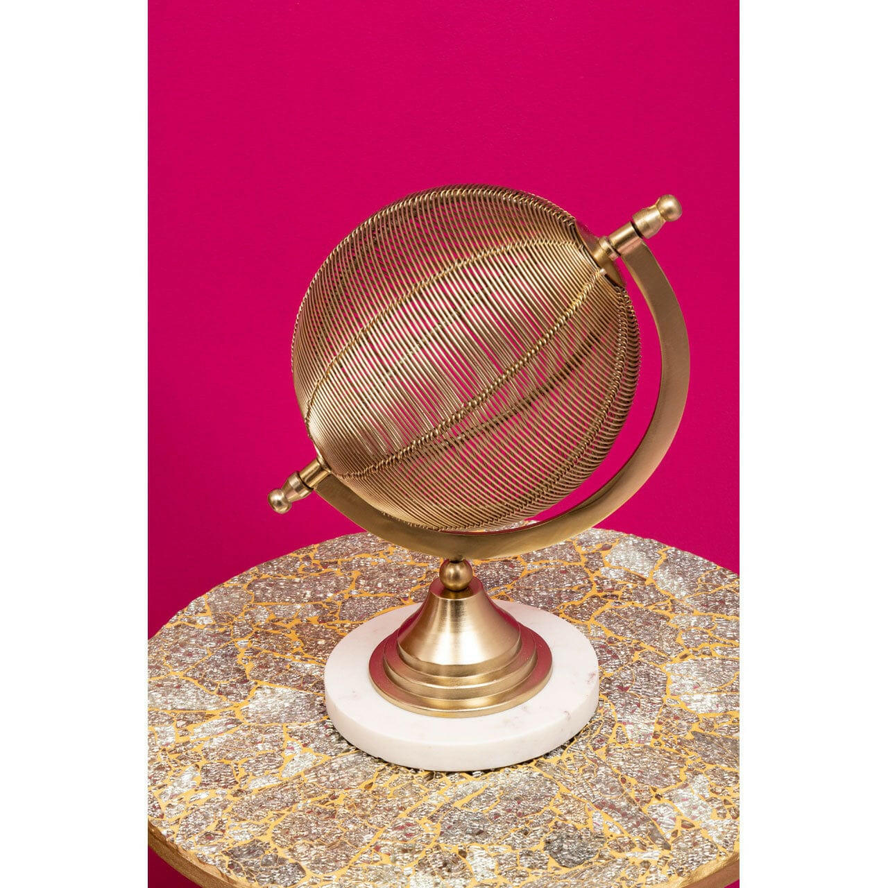 Hamilton Interiors Accessories Gold Wire Globe With Marble Base House of Isabella UK