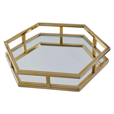 Hamilton Interiors Accessories Herber Gold Finish Hexagonal Tray House of Isabella UK