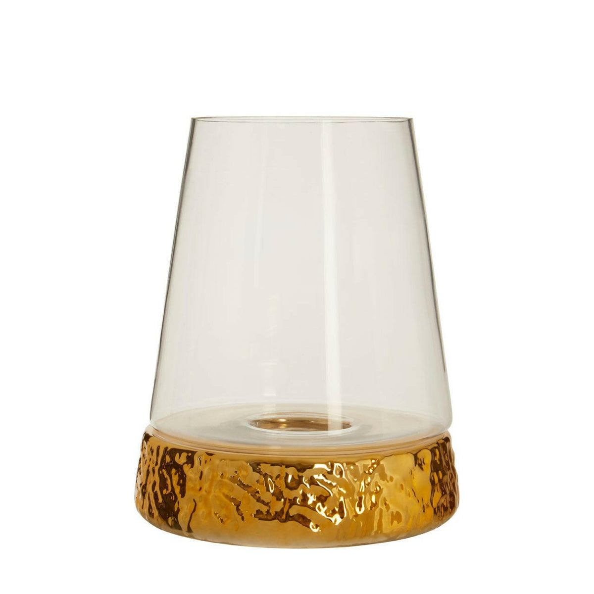 Martele Large Hurricane Gold Candle Holder.