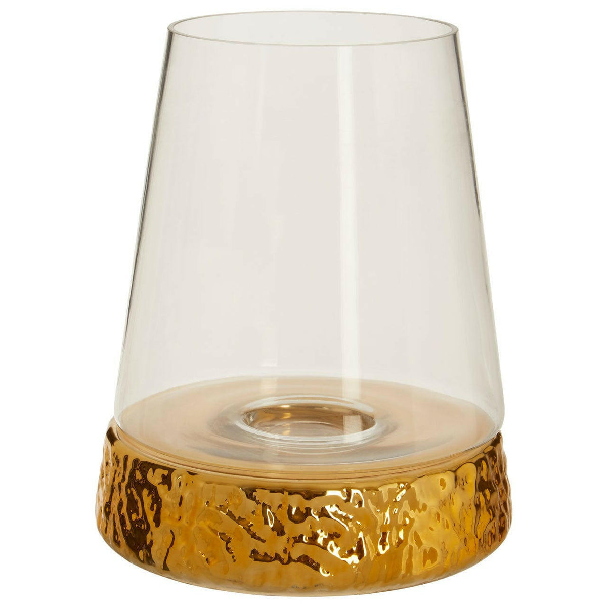 Martele Large Hurricane Gold Candle Holder.