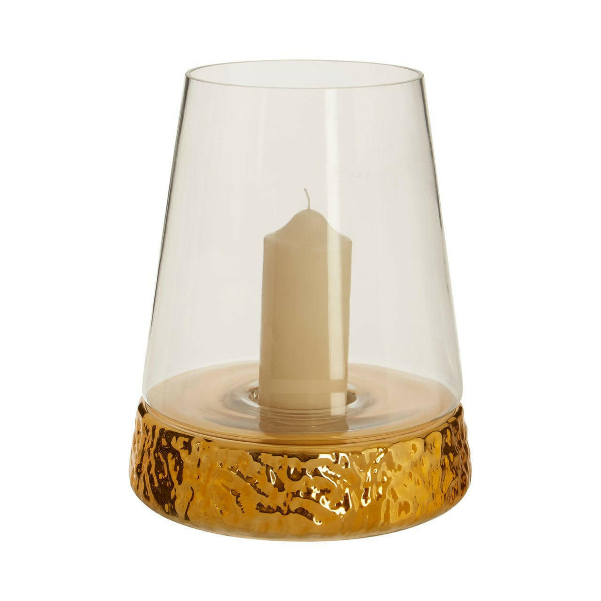 Martele Large Hurricane Gold Candle Holder.