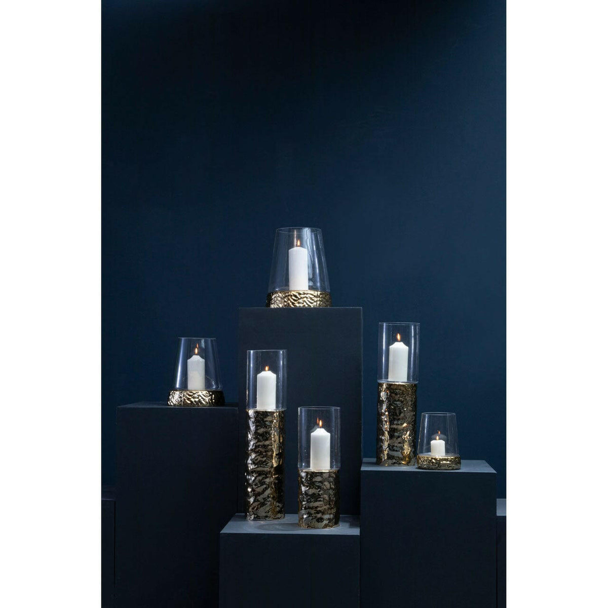 Martele Large Hurricane Gold Candle Holder.