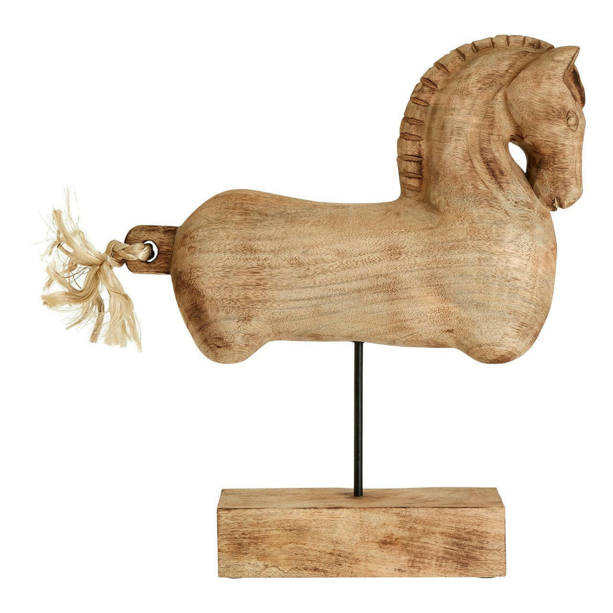 Natural Wood Horse Sculpture.