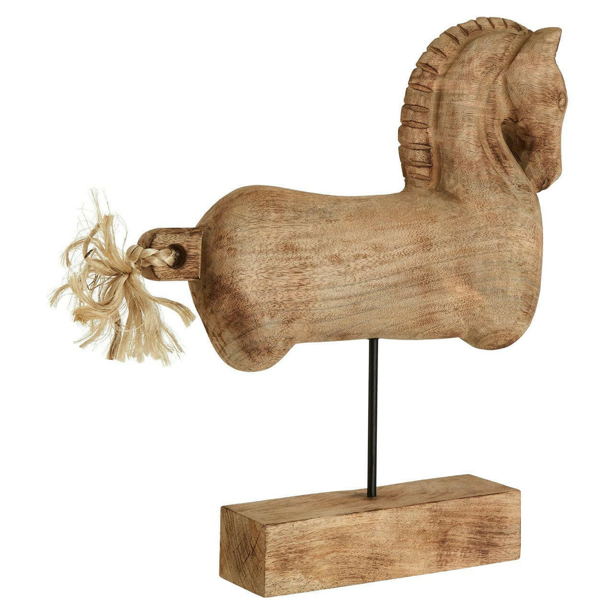 Natural Wood Horse Sculpture.