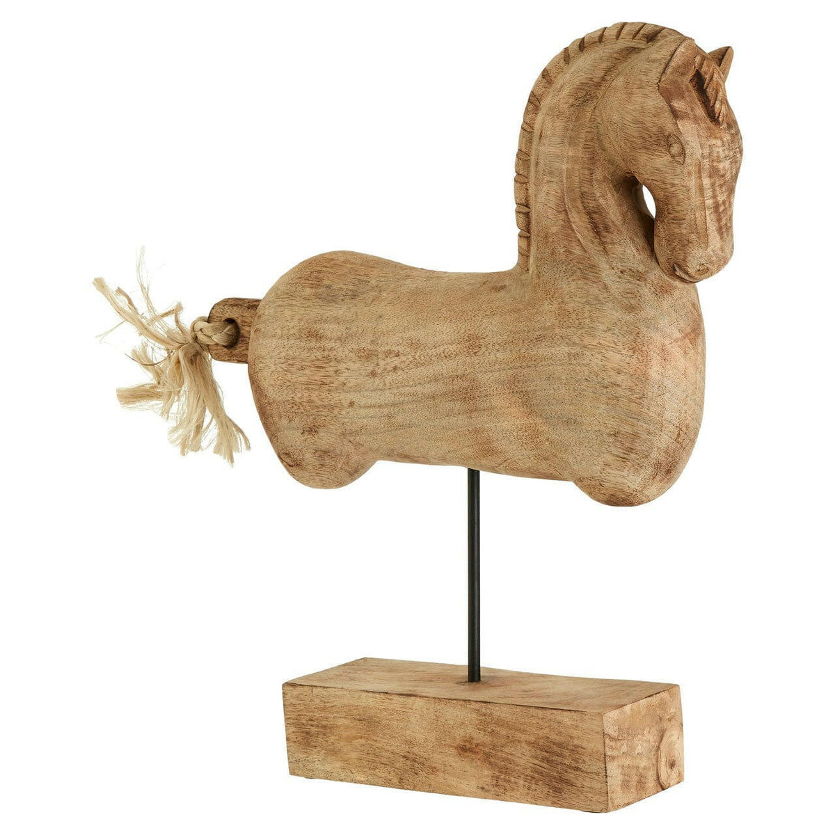 Natural Wood Horse Sculpture.