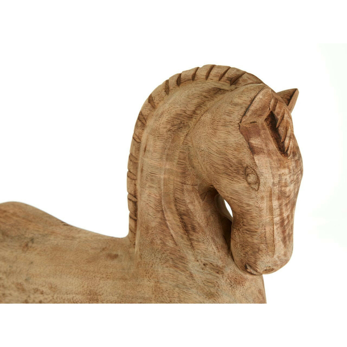 Natural Wood Horse Sculpture.