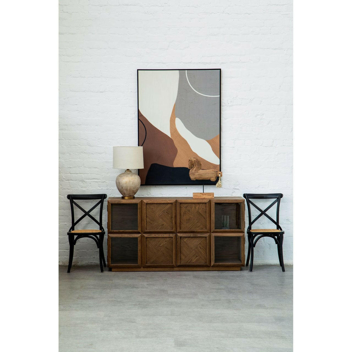 Natural Wood Horse Sculpture.