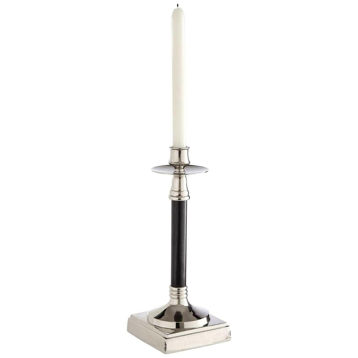 Nickel / Black Finish Candle Holder.