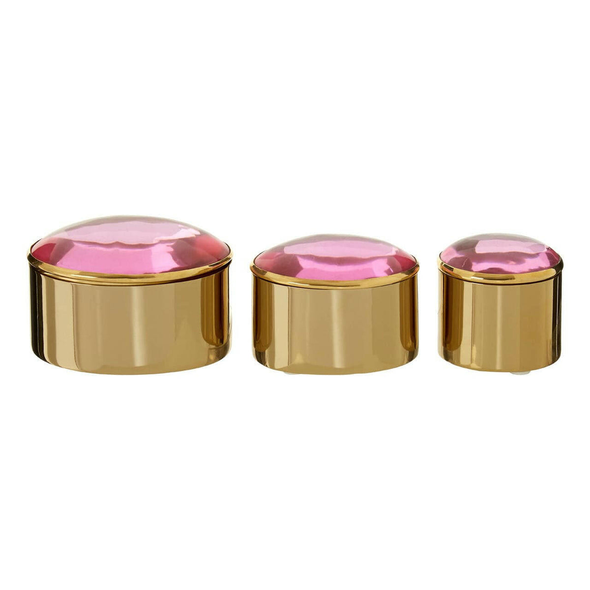 Nixie Set Of 3 Trinket Boxes With Pink Lids.