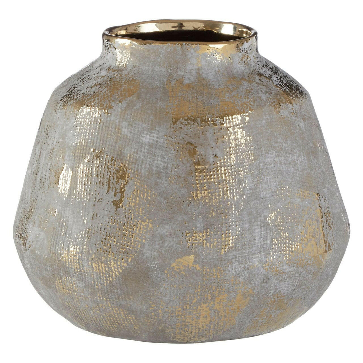 Orvena Small Grey Gold Finish Ceramic Vase.