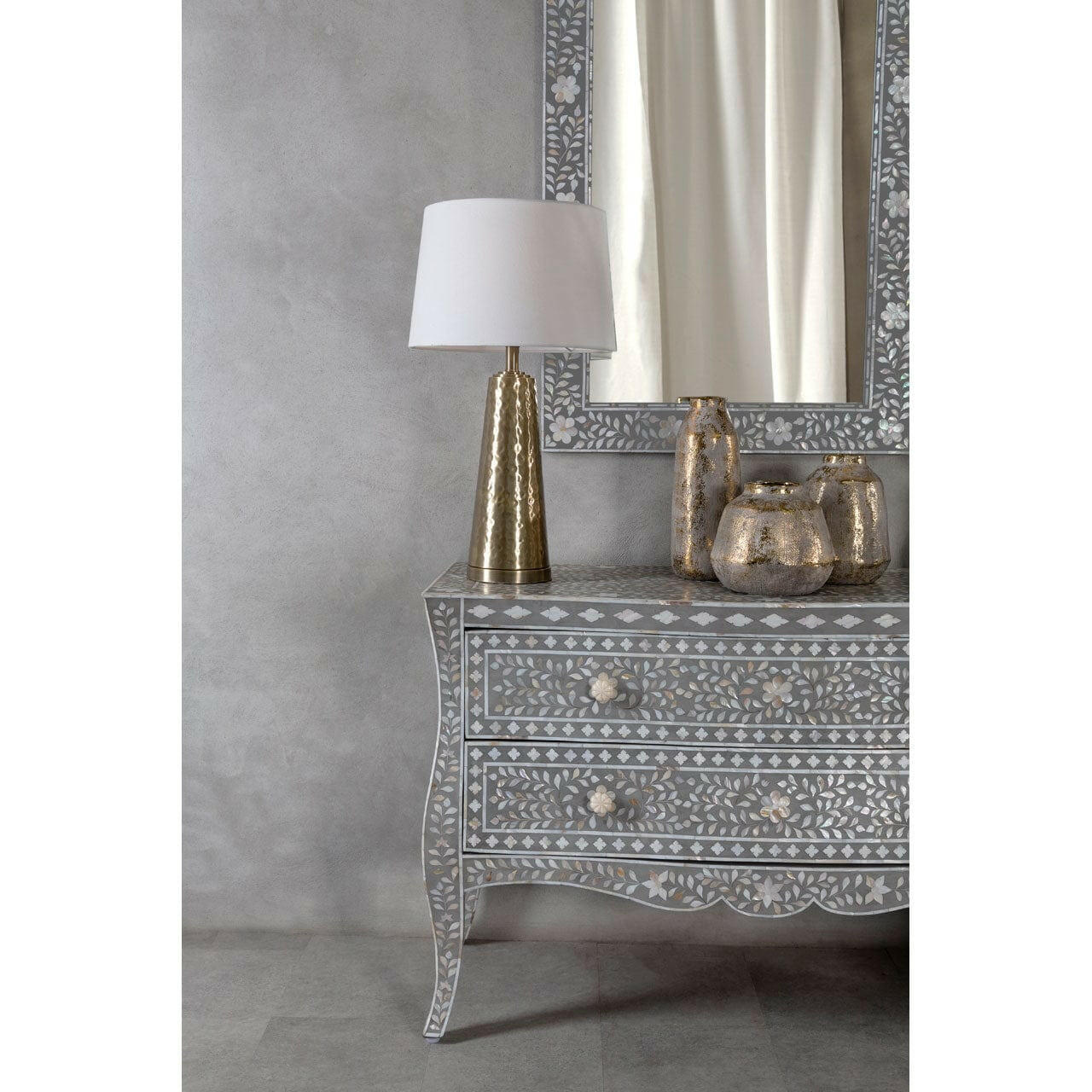 Hamilton Interiors Accessories Orvena Small Grey Gold Finish Ceramic Vase House of Isabella UK