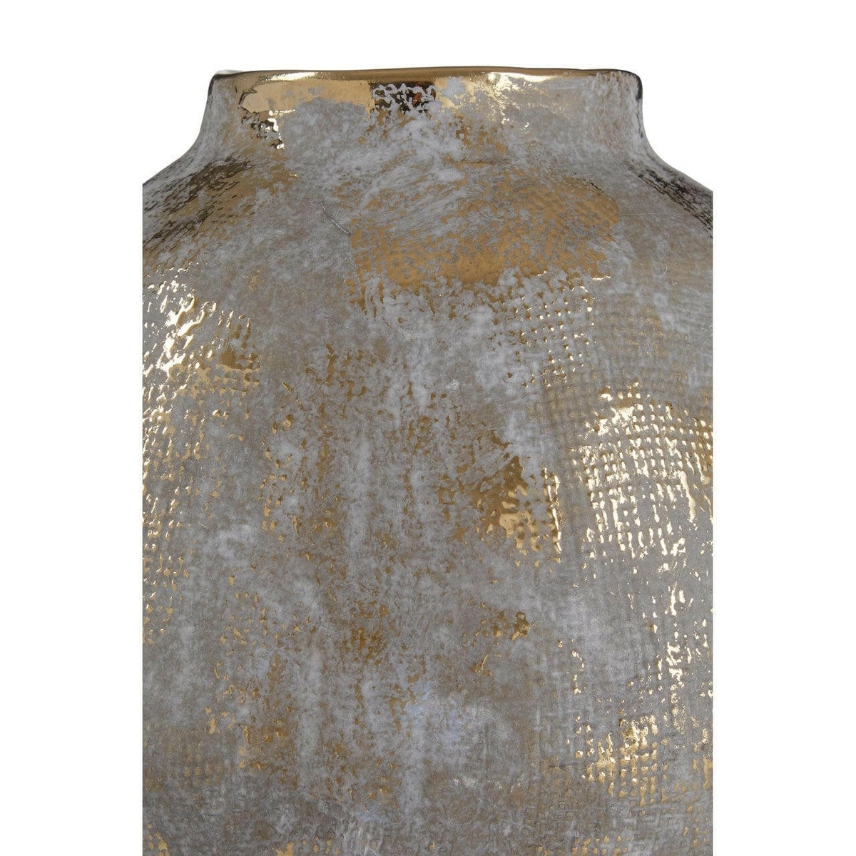 Orvena Small Grey Gold Finish Ceramic Vase.