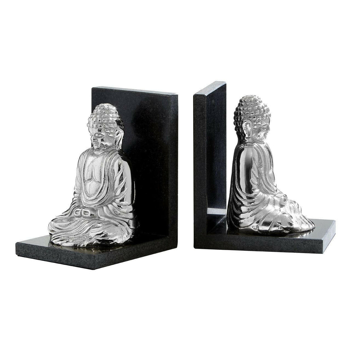 Set Of 2 Buddha Bookends With Marble Base.