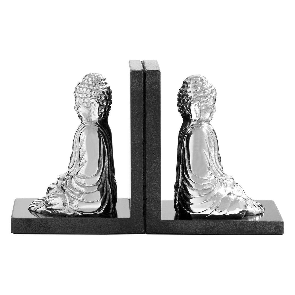 Set Of 2 Buddha Bookends With Marble Base.