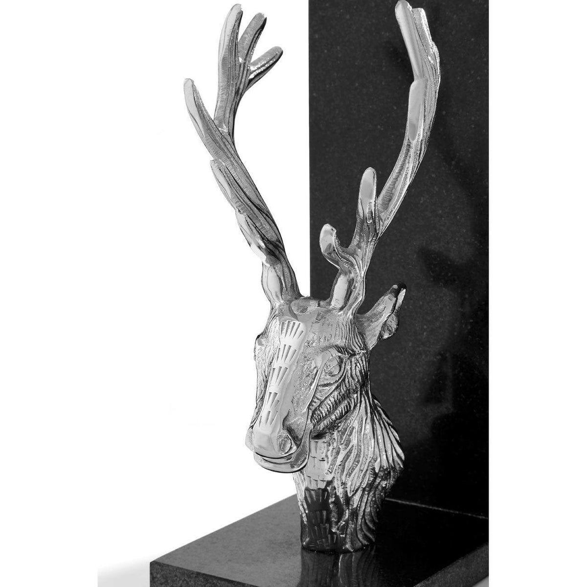 Set Of 2 Stag Bookends With Marble Base.