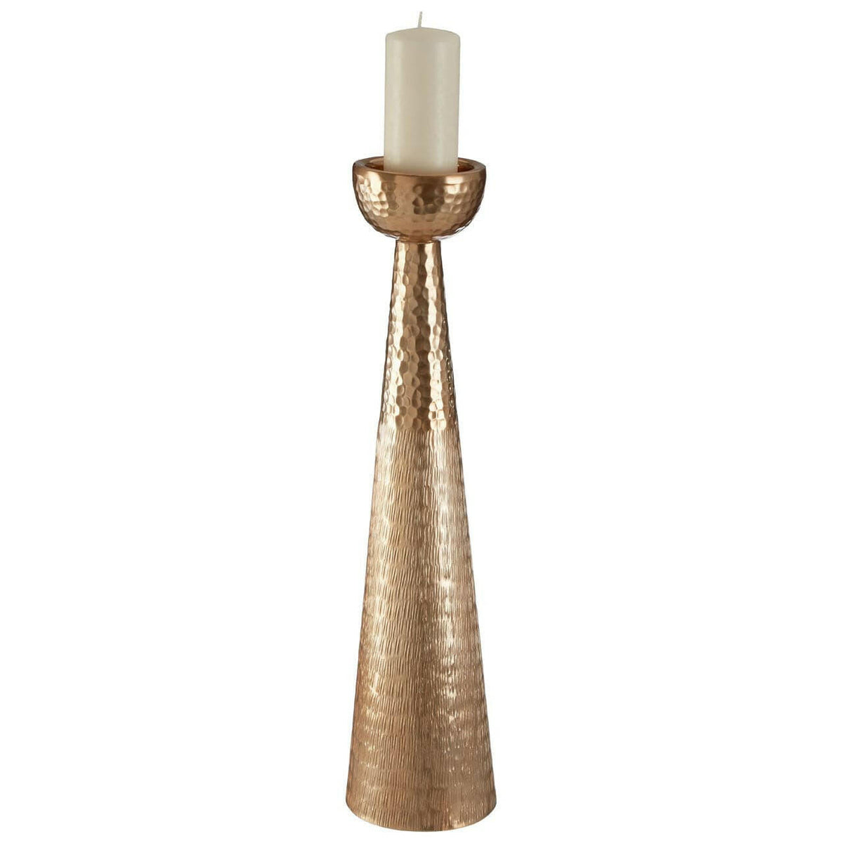 Solis Gold Finish Pillar Candle Holder.