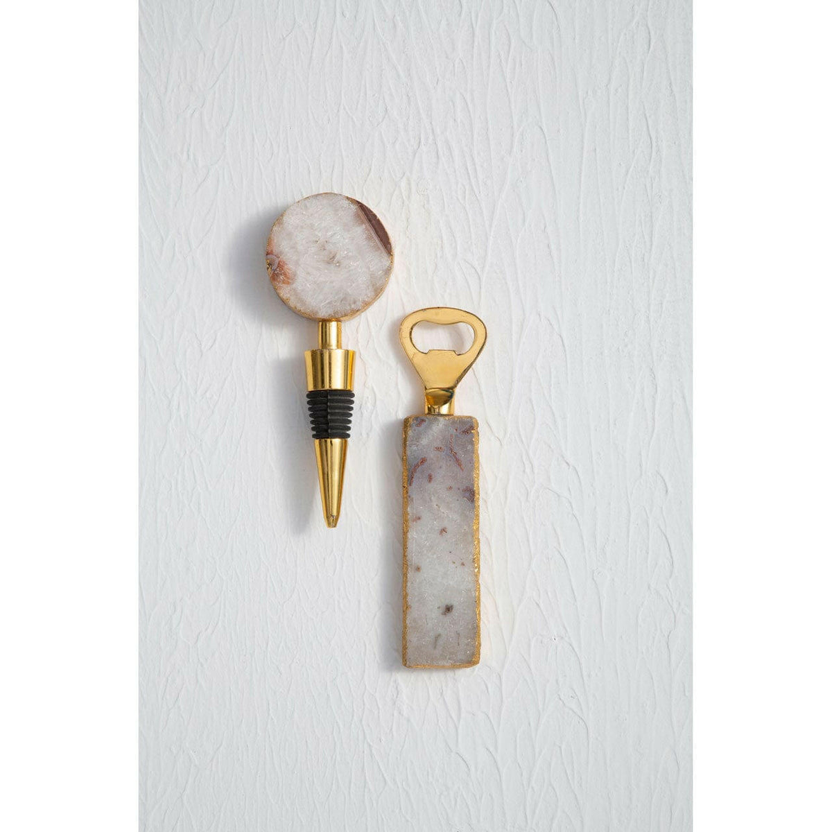 Bowerbird Agata Grey Bottle Opener And Stopper Set.