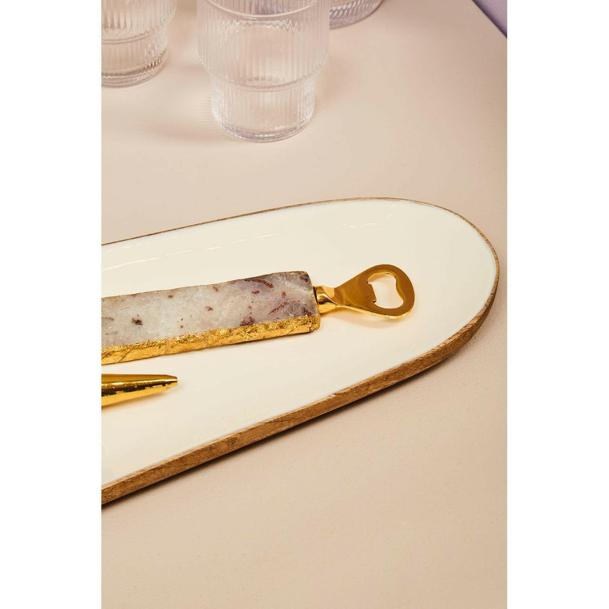 Bowerbird Agata Natural Bottle Opener And Stopper Set.