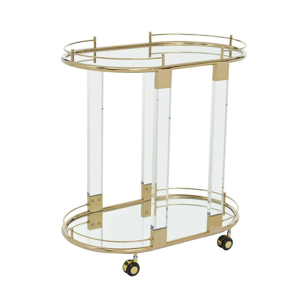 Orzo Trolley Mirror with Warm Metallic Frame.